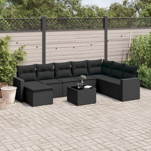  9-dijelni set vrtnih sofa s jastucima crni od poliratana Cijene