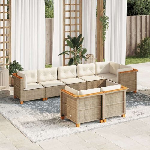 vidaXL 8-dijelni set vrtnih sofa od poliratana s jastucima bež Cijene