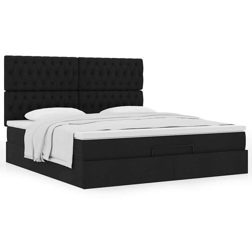 vidaXL Otomanski posteljni okvir z vzmetnico črn 180x200 cm blago Cene