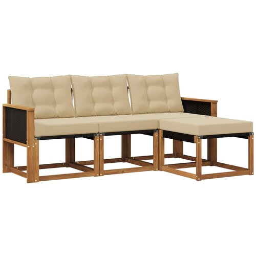 vidaXL Zunanja garnitura za sedenje z blazino 4 pcs Naravna in bež, (5000273088) Cene