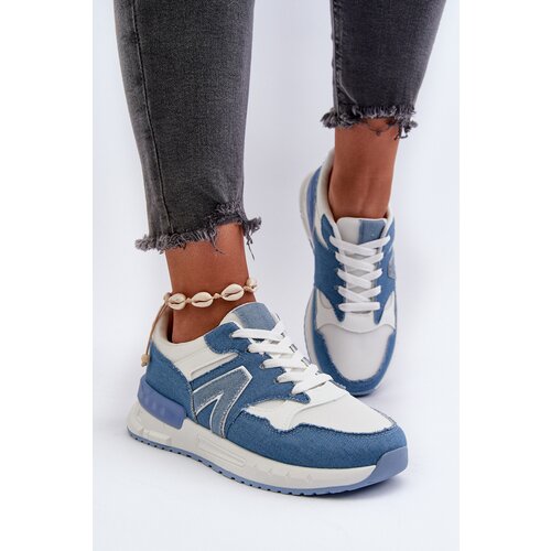 Boto Women's Blue Faux Leather Jeans Sneakers Vinelli Cene