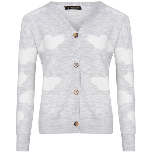 Dewberry Z3009 LADY CLOUD DETAIL CARDIGAN - CLEAR GREY Slike