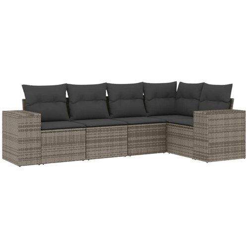Maison Chic Seti vrtnega pohi&amp;scaron;tva - Vrtna garnitura - Vrtni pohi&amp;scaron;tvo set 5-delna z blazinami siv poli ratan, (21819004) Slike