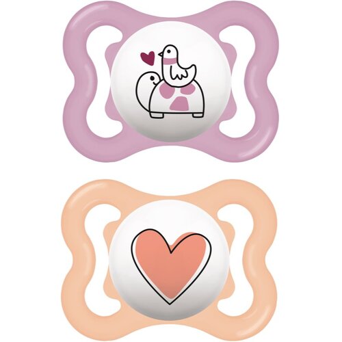 Mam Supreme Silicone Pacifier 0m+ Violet &amp;amp; Orange duda 2 kom za djecu Slike