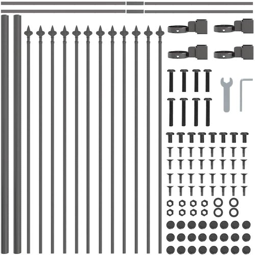  Vrtna Ograda 7 pcs Siva 11,9 x 0,6 m Čelik s prahom Slike