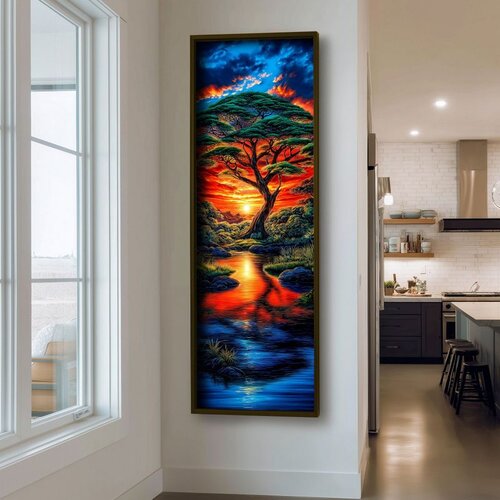 WALLXPERT LAC040-150 Multicolor Decorative Framed MDF Painting Cene