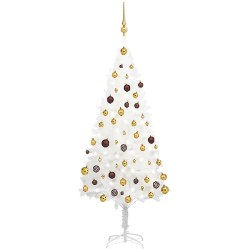 vidaXL umjetno božićno drvce s LED svjetlima i kuglicama bijelo 150 cm
