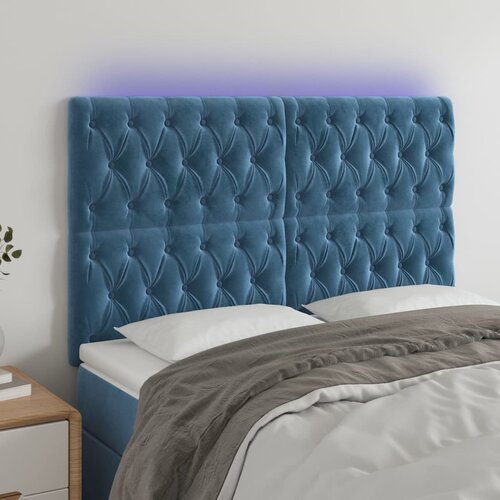 The Living Store led posteljno vzglavje temno modro 160x7x118/128 cm žamet - led vzglavje, (21418648) Slike