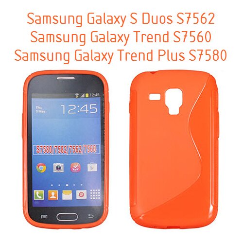  Gumijasti / gel etui S-Line za Samsung Galaxy S Duos S7562 / Samsung Galaxy Trend S7560 - oranžni Slike