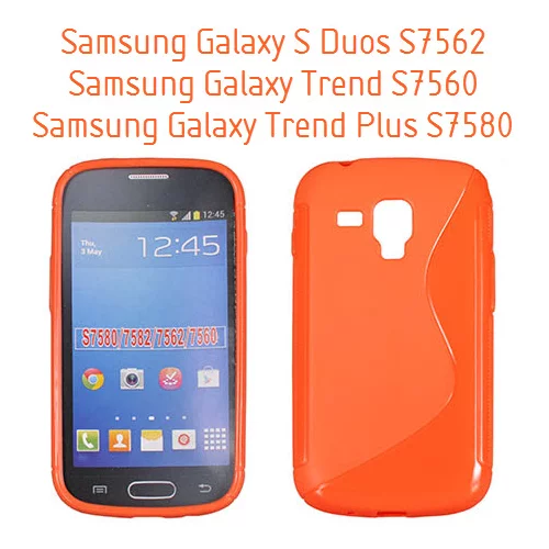  Gumijasti / gel etui S-Line za Samsung Galaxy S Duos S7562 / Samsung Galaxy Trend S7560 - oranžni