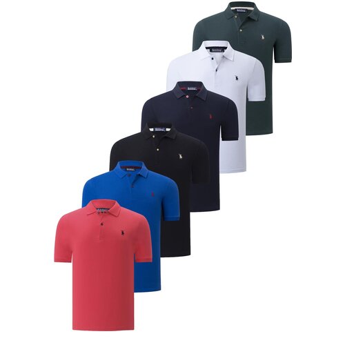 Dewberry SIX SET T8561 MENS T-SHIRT-BLACK-WHITE-NAVY BLUE-POMEGRANATE-SAKS-KHAKI Slike