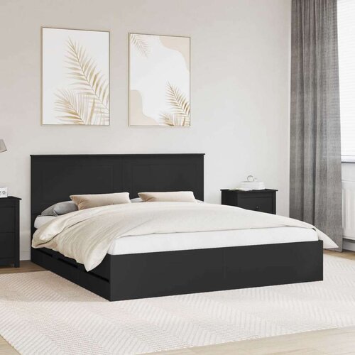  Okvir za krevet Crna 200 x 200 cm Inženjersko Drvo - Crna 200 x 200 cm Cijene