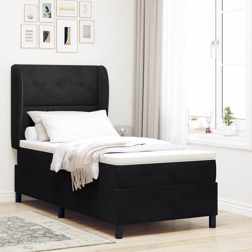 VidaXL Box Spring Postelja z Blazino Črna 100x200 cm Žamet Slike