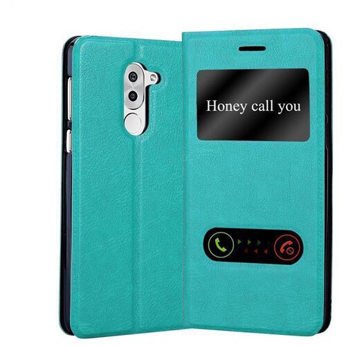 Cadorabo Huawei MATE 9 LITE/GR5 2017/Honor 6X v mint turquoise - Za&scaron;čitni ovitek z magnetnim zapiranjem, stoječo funkcijo in 2 okencema za gledanje, (20558570) Cene