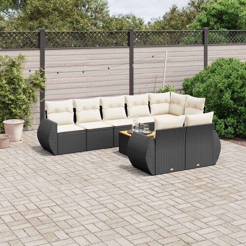  9-dijelni set vrtnih sofa s jastucima crni od poliratana Cijene