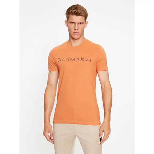 Calvin Klein Jeans Majica J30J322344 Oranžna Slim Fit