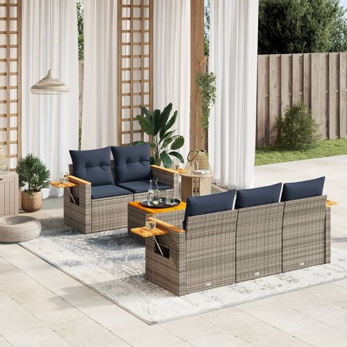 vidaXL 6-dijelni set vrtnih sofa od poliratana s jastucima sivi Cijene