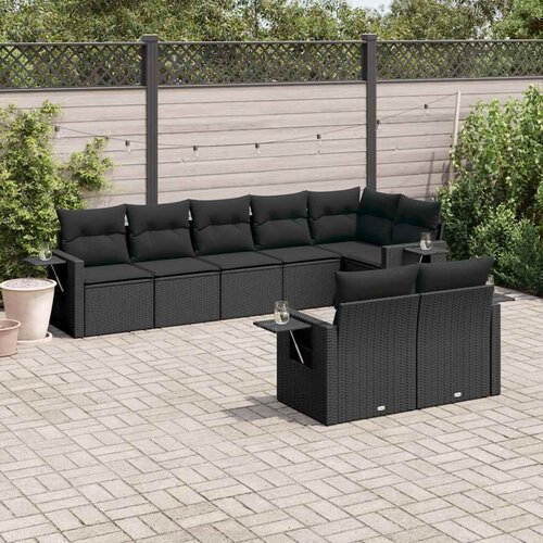  8-dijelni set vrtnih sofa od poliratana s jastucima crni Cijene