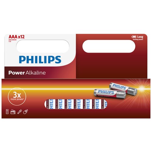 Philips LR03P12W/10 - 12 kom AAA alkalne baterije POWER ALKALINE 1,5V 1150mAh Slike