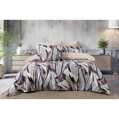 Prestige Grey Purple Cream Satin Set Posteljine Cene