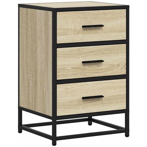 Maison Chic Nočna omarica - Nočna miza sonoma hrast 40x34,5x60 cm inž. les in kovina, (21690037) Cene