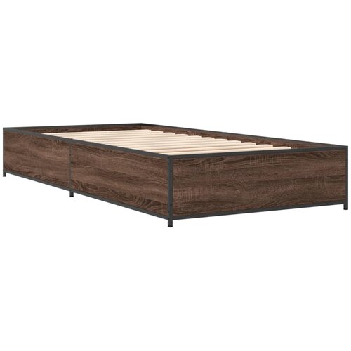  Okvir za krevet smeđi hrast 75x190 cm konstruirano drvo i metal Slike