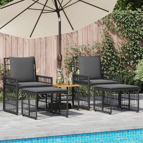  Set vanjskog namještaja 5 pcs Crna i tamno siva Cene