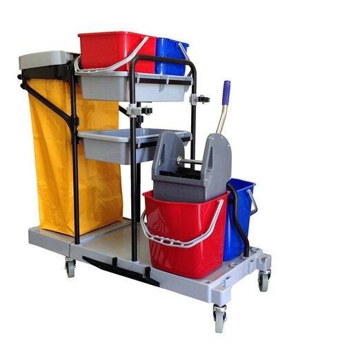 AST kombinovana kolica za čišćenje podova sa policom i vrećom za otpad-hotelska Slike