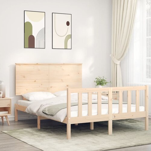 vidaXL Posteljni okvir z vzglavjem 140x200 cm trden les Cene