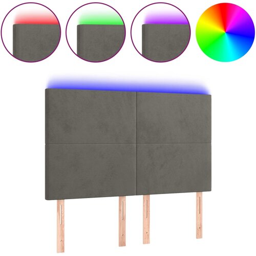 Maison Chic led posteljno vzglavje - vzglavna omarica - nočna omarica temno sivo 144x5x118/128 cm žamet, (21708317) Slike