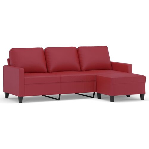 Maison Chic kavč - Sofa - Kanape s stolčkom za noge vinsko rdeč 180 cm umetno usnje, (21727571) Cene