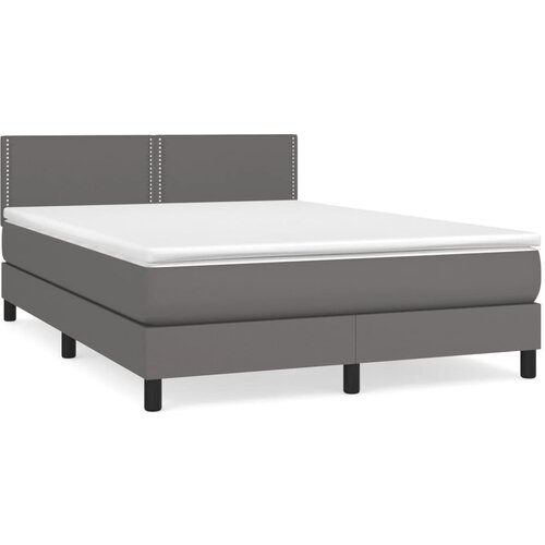 Maison Chic Box spring postelja - Vzmetna postelja z vzmetnico siv 140x190 cm umetno usnje SL13234, (21895205) Cene