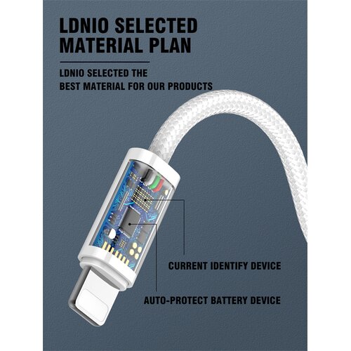 Ldnio Pleteni Kabel za Punjenje i Prijenos Podataka (A-C) 25W 1M Type-C Bijeli LS901_C Slike