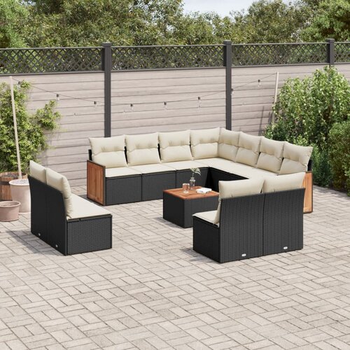  12-dijelni set vrtnih sofa od poliratana s jastucima crni Cijene