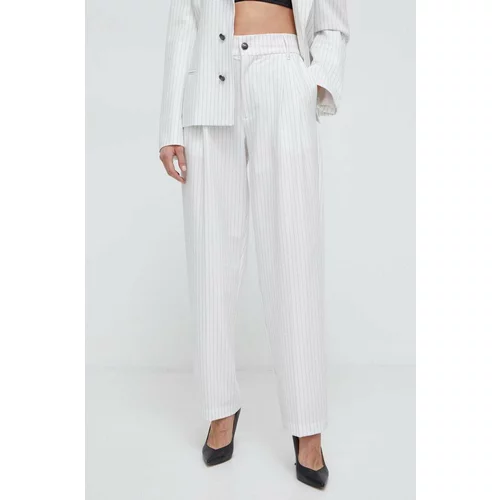 Versace Jeans Couture Hlače za žene, boja: bijela, široke, visoki struk