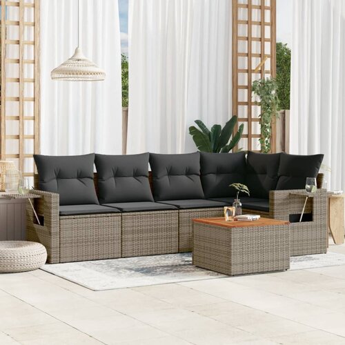 vidaXL 6-dijelni set vrtnih sofa od poliratana s jastucima sivi Cijene