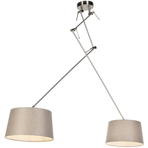 QAZQA Viseča svetilka s platnenimi senčili taupe 35 cm - Blitz II jeklo Cene