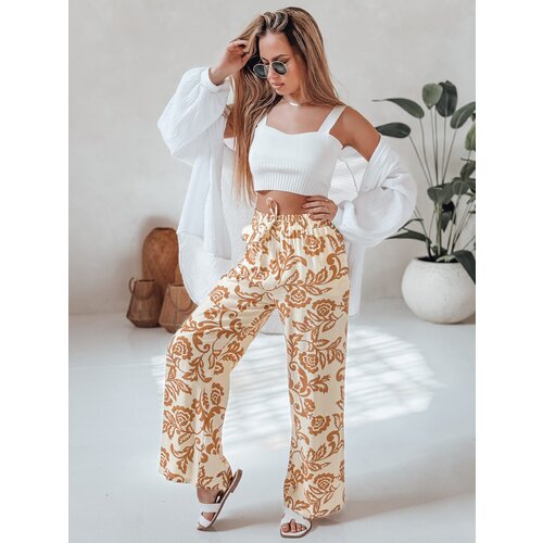 DStreet Spodnie damskie wide leg w kwiaty LOVEGARDEN kamelowe Cijene