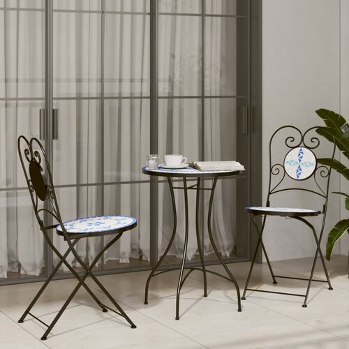 vidaXL Bistro set s mozaikom plavo-bijeli od željeza i keramike Cene