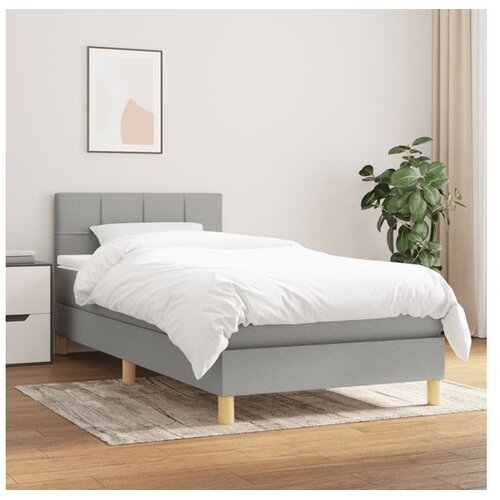  Box spring postelja z vzmetnico svetlo siv 100x200 cm blago Cene