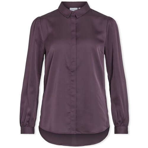 Vila Topi &amp;amp; Bluze Noos Ellette Satin Shirt L/S - Perfect Plum Vijolična Slike