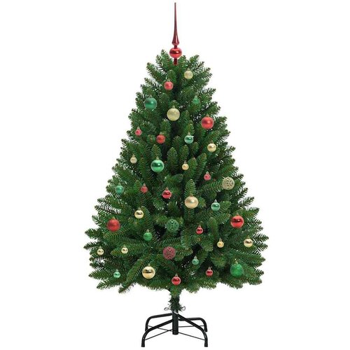 VidaXL Umjetno božićno drvce S LED lampica Zelena 150 cm PVC i metal Slike