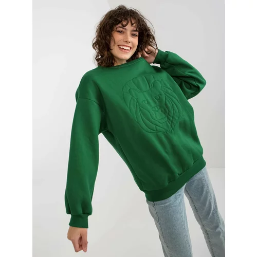 Fashion Hunters Dark green hoodie with embroidery