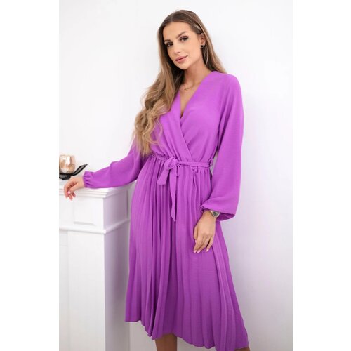 Kesi Włoski Dress tied with a pleated hem violet Cene