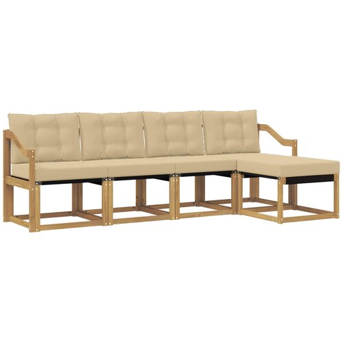vidaXL Zunanja garnitura za sedenje z blazino 5 pcs Bela in bež, (5000281050) Cene