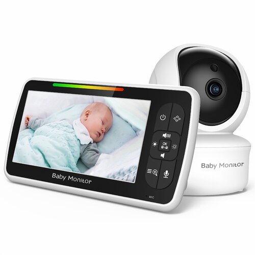 Baby Monitor Otro&scaron;ka varu&scaron;ka &ndash; Velik 5" zaslon s 30-urno avtonomijo baterije &ndash; Daljinsko upravljanje (vrtljivost, nagib, povečava); Brez Wi-Fi, dvosmerni zv, (5000184921) Cene
