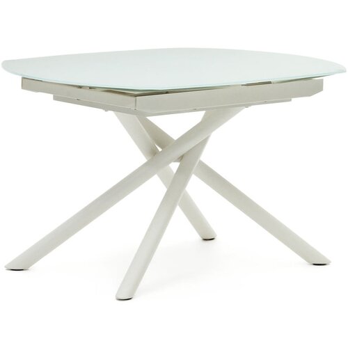 Kave Home Bela raztegljiva jedilna miza s stekleno mizno plo&scaron;čo 100x130 cm Yodalia &ndash; Cene