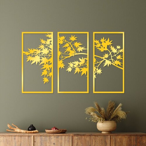 Wallity zidna dekoracija golden triple tree 3, 34 x 67 cm, zlatne boje Cene