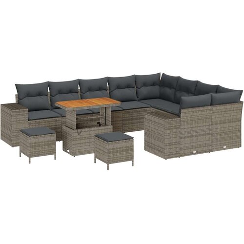  Set vrtnog namještaja od 12 dijelova sa jastučićima Siva Poliratan Acacia  Set od 3 dijela vrtnog namještaja sa jastučićima Siva Cijene