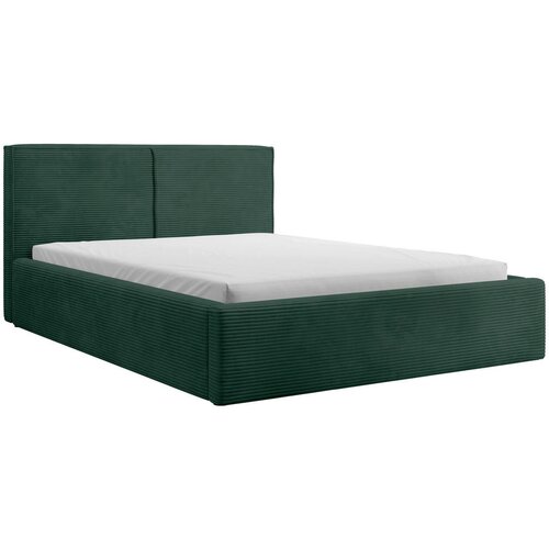 MID.YOU OBLAZINJENA POSTELJA 180 cm x 200 cm , les, tekstil, leseni material temno zelena Slike